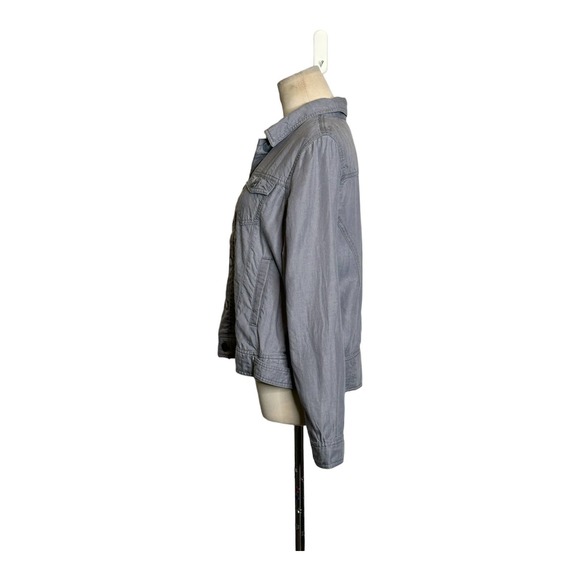 Tahari gray long sleeves snap buttoned lightweight jacket size M - Picture 2 of 9